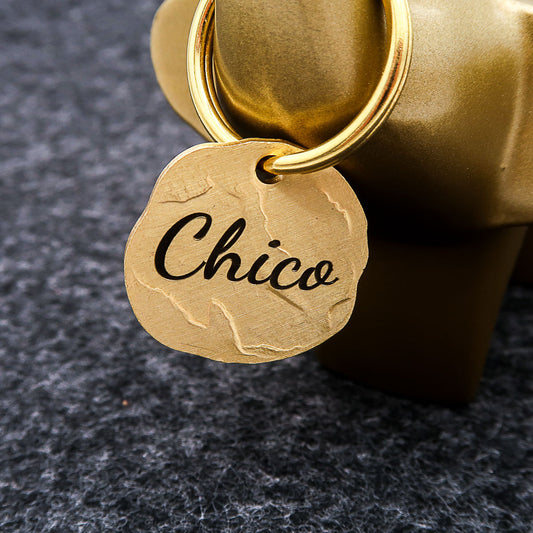 Personalisierte Vintage Hundemarke aus Messing 25mm