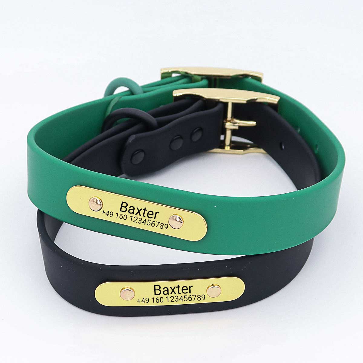 Wasserfestes Biothane Hundehalsband mit Gravur Name und Telefon