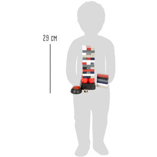 Wackelturm Dynamit Holzspiel – Stapelturm mit Timer & Vibration