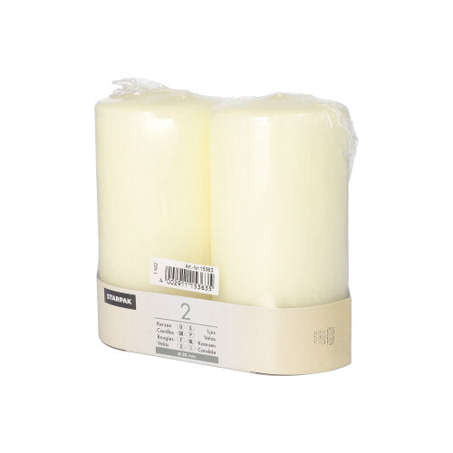 2 Stumpenkerzen Ø 80 mm mit Flachkopf in klassischem Weiß