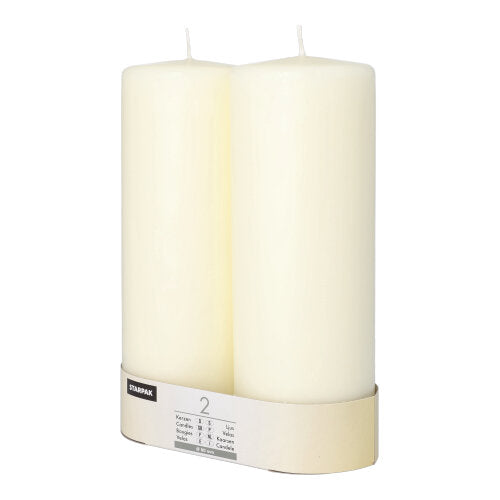 2 Stumpenkerzen Ø 80 mm mit Flachkopf in klassischem Weiß