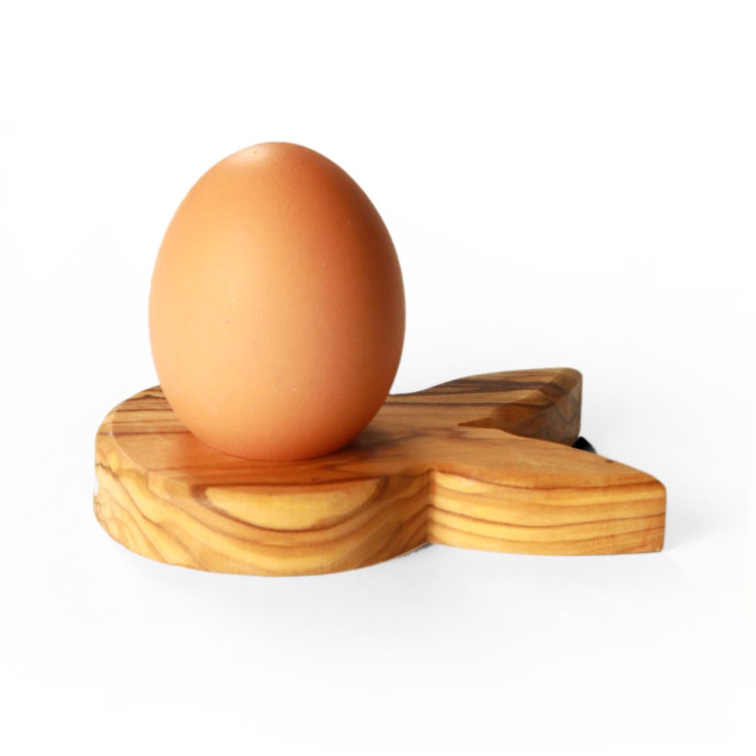 Dekorativer Eierständer Hase aus nachhaltig geerntetem Olivenholz