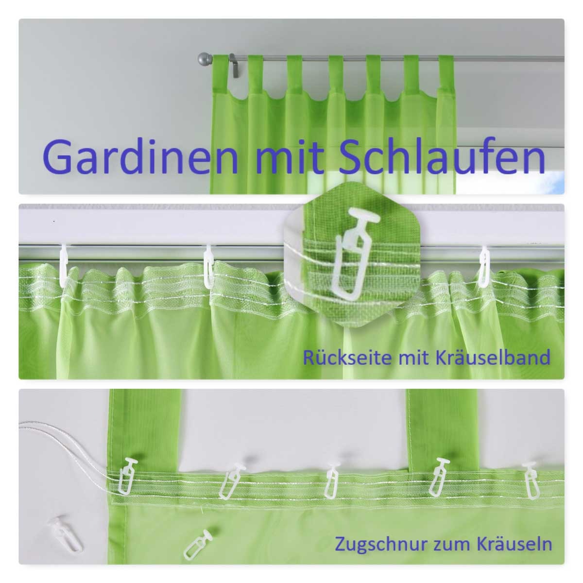 1er-Pack Gardine Transparent Vorhang Wohnzimmer Voile Schlaufenschal 202076-gardinenbox.de