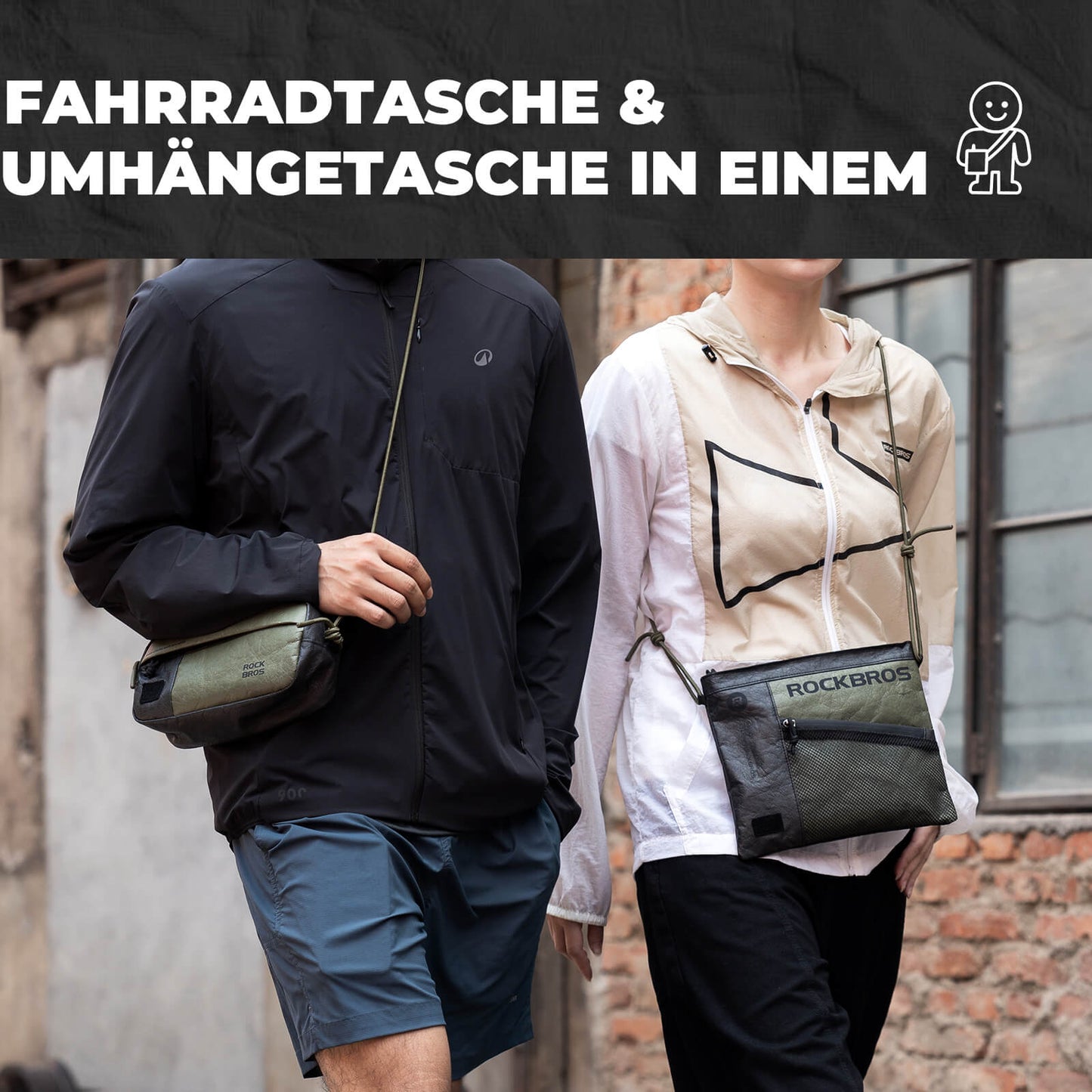2-in-1 Lenkertasche Wasserabweisend mit Schultergurt 1,5L