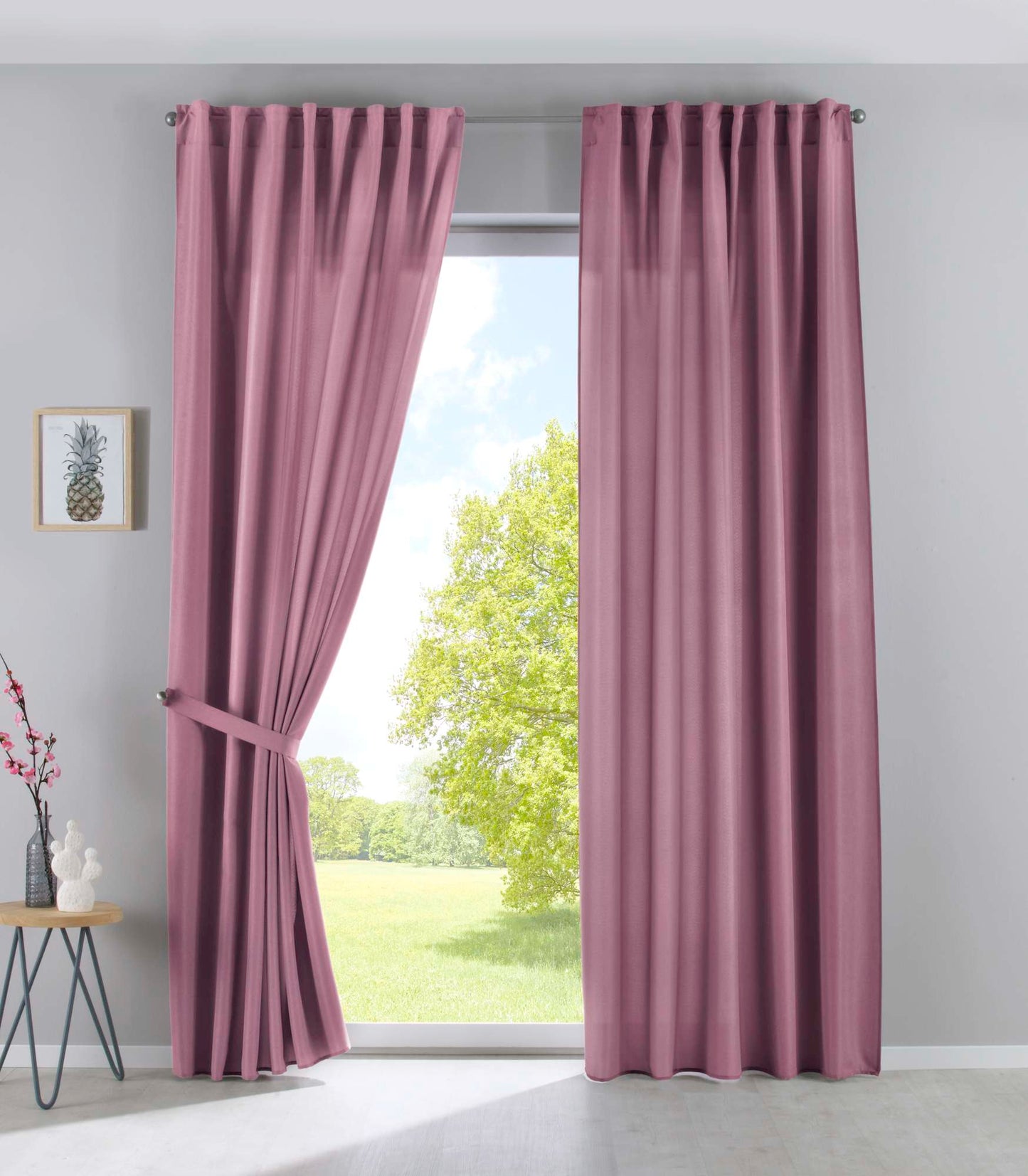 2er Set Vorhänge Verdeckte Schlaufen Cationic »JENA« Blickdicht Leinen Optik Gardinen Meliert Gardinenband mit Raffhalter 2019037-2-gardinenbox.de