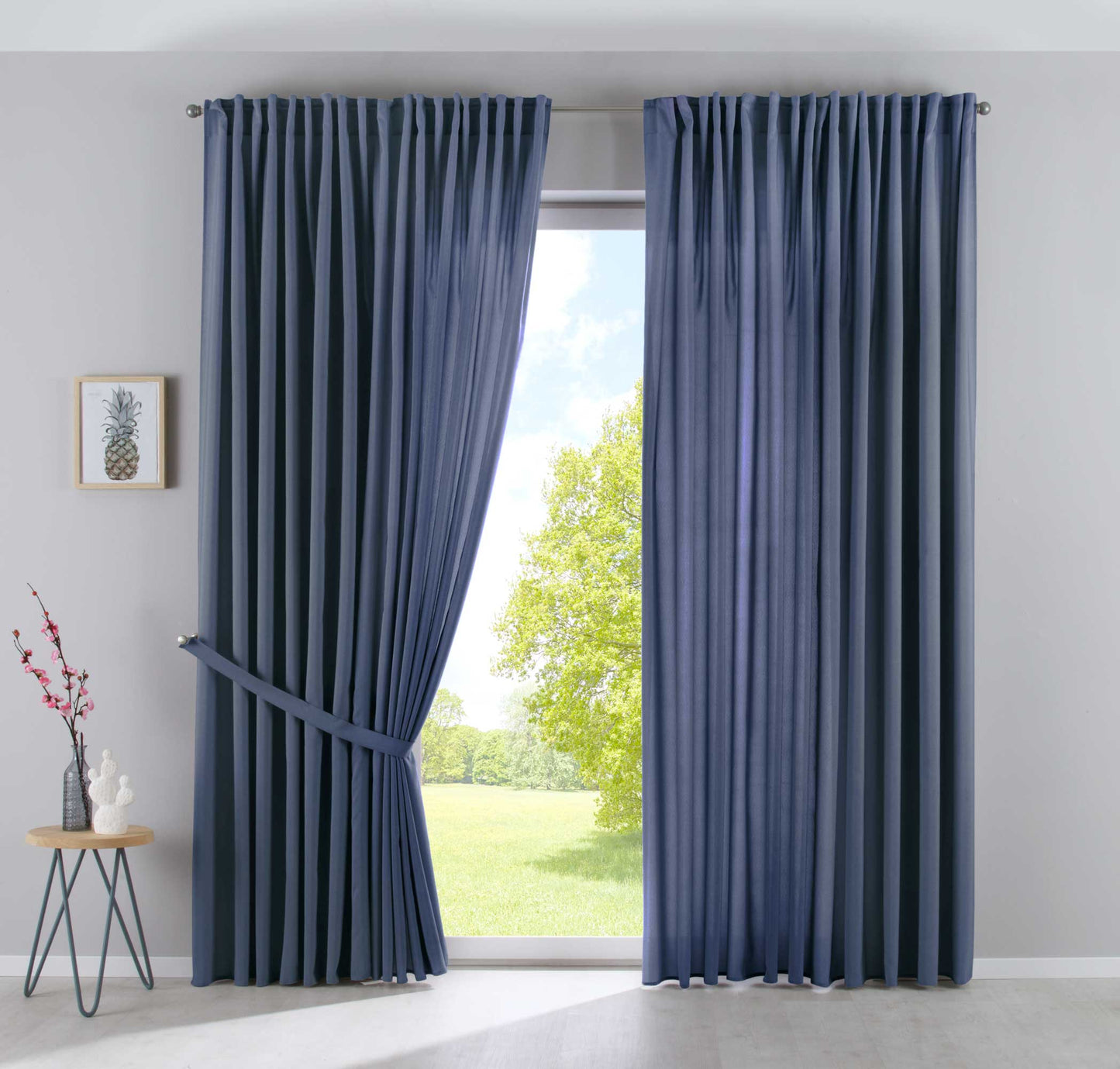 2er Set Vorhänge Verdeckte Schlaufen Cationic »JENA« Blickdicht Leinen Optik Gardinen Meliert Gardinenband mit Raffhalter 2019037-2-gardinenbox.de