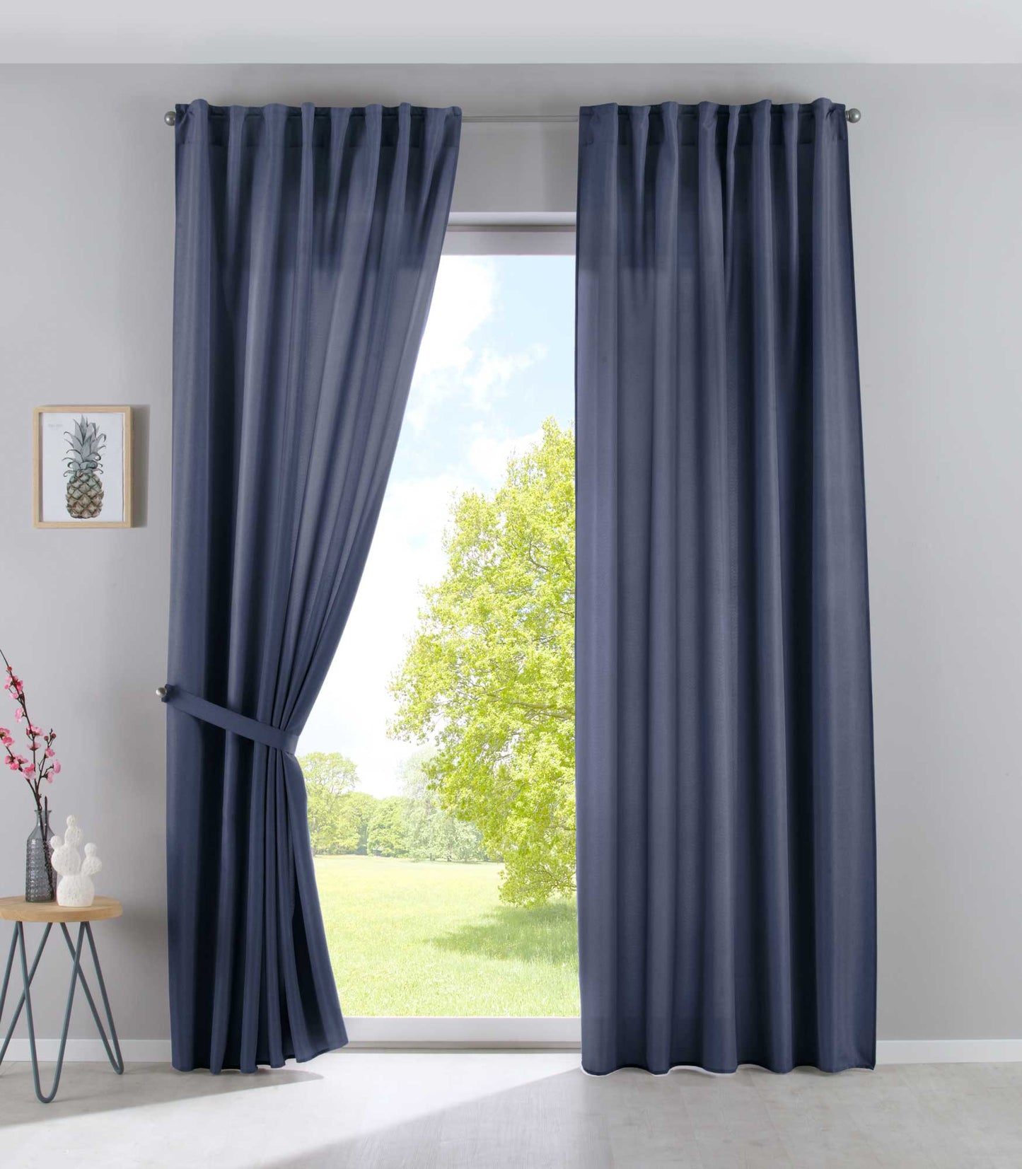 2er Set Vorhänge Verdeckte Schlaufen Cationic »JENA« Blickdicht Leinen Optik Gardinen Meliert Gardinenband mit Raffhalter 2019037-2-gardinenbox.de
