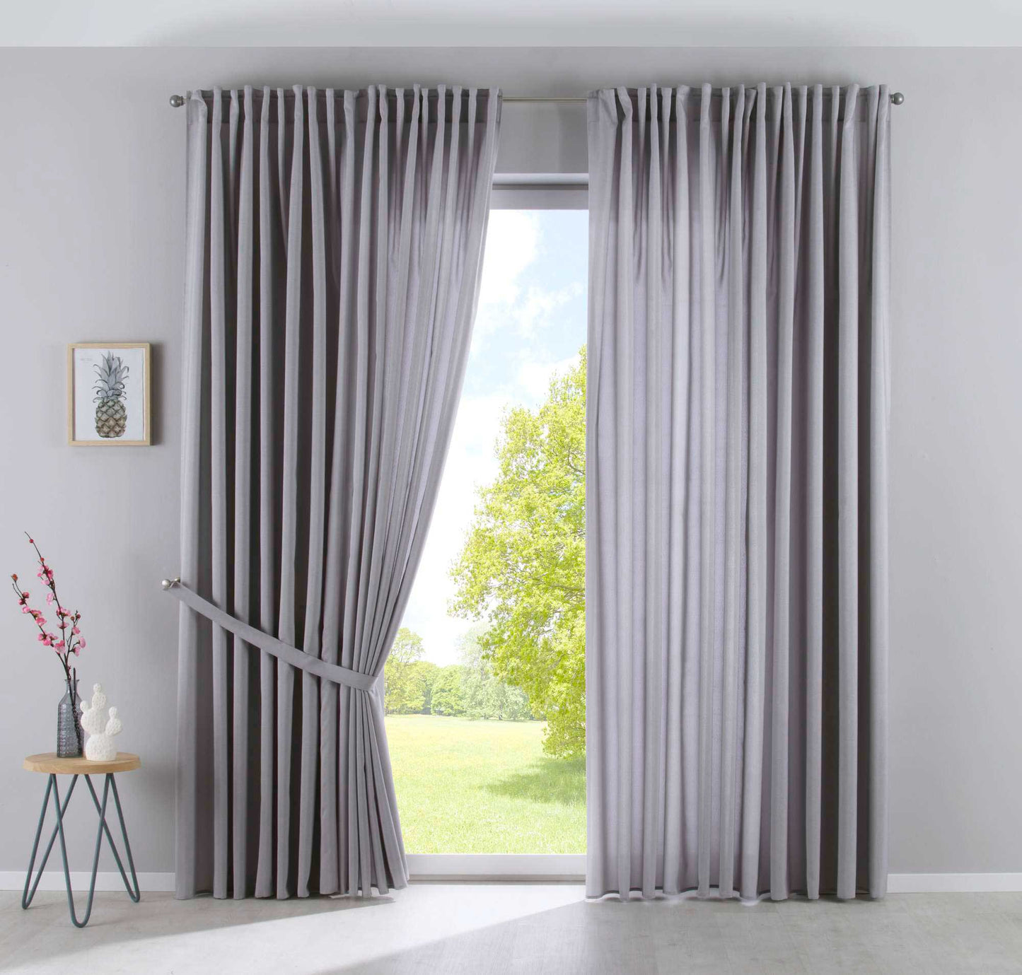 2er Set Vorhänge Verdeckte Schlaufen Cationic »JENA« Blickdicht Leinen Optik Gardinen Meliert Gardinenband mit Raffhalter 2019037-2-gardinenbox.de