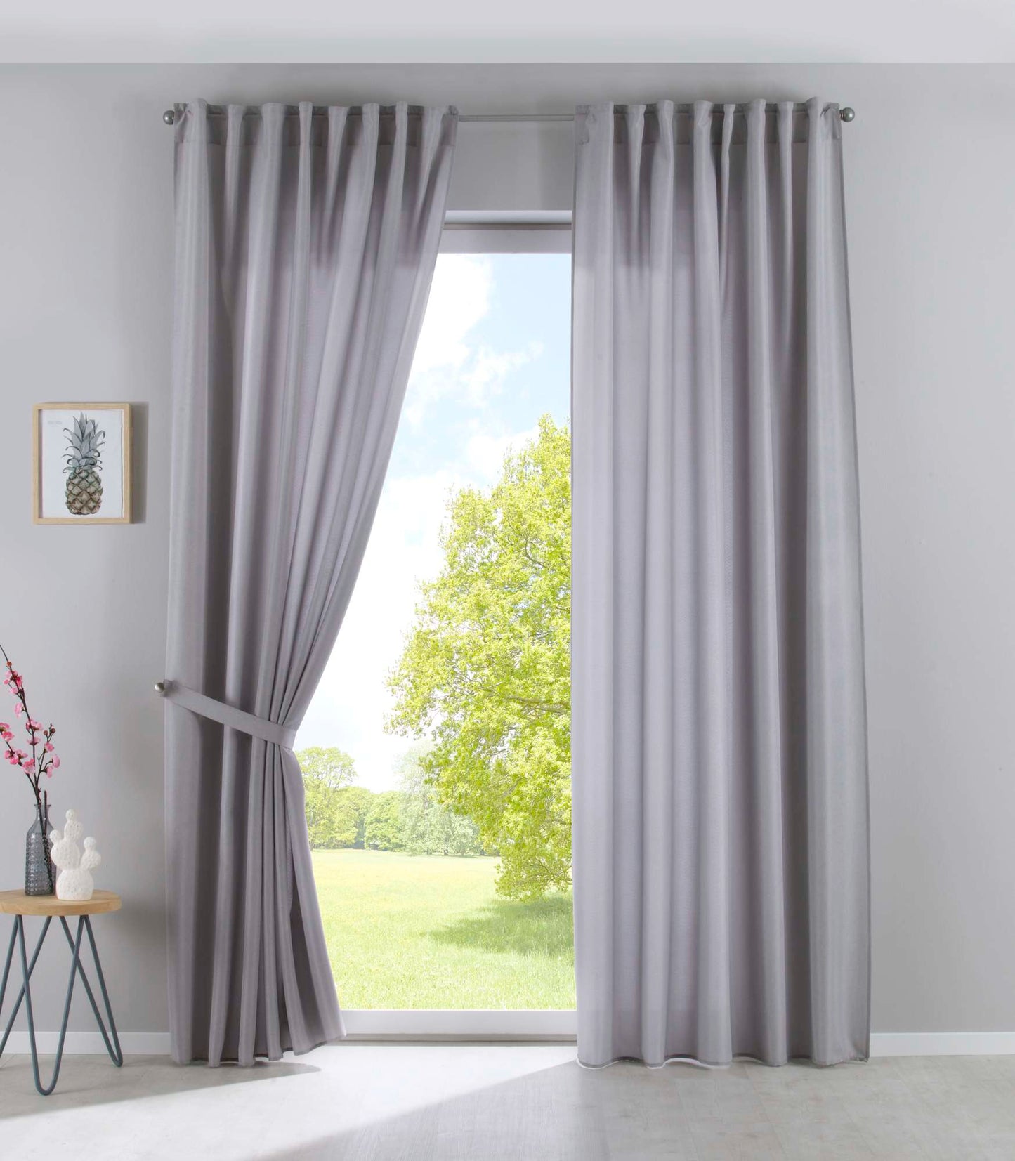 2er Set Vorhänge Verdeckte Schlaufen Cationic »JENA« Blickdicht Leinen Optik Gardinen Meliert Gardinenband mit Raffhalter 2019037-2-gardinenbox.de
