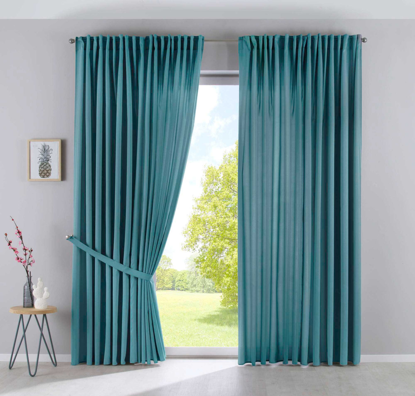 2er Set Vorhänge Verdeckte Schlaufen Cationic »JENA« Blickdicht Leinen Optik Gardinen Meliert Gardinenband mit Raffhalter 2019037-2-gardinenbox.de