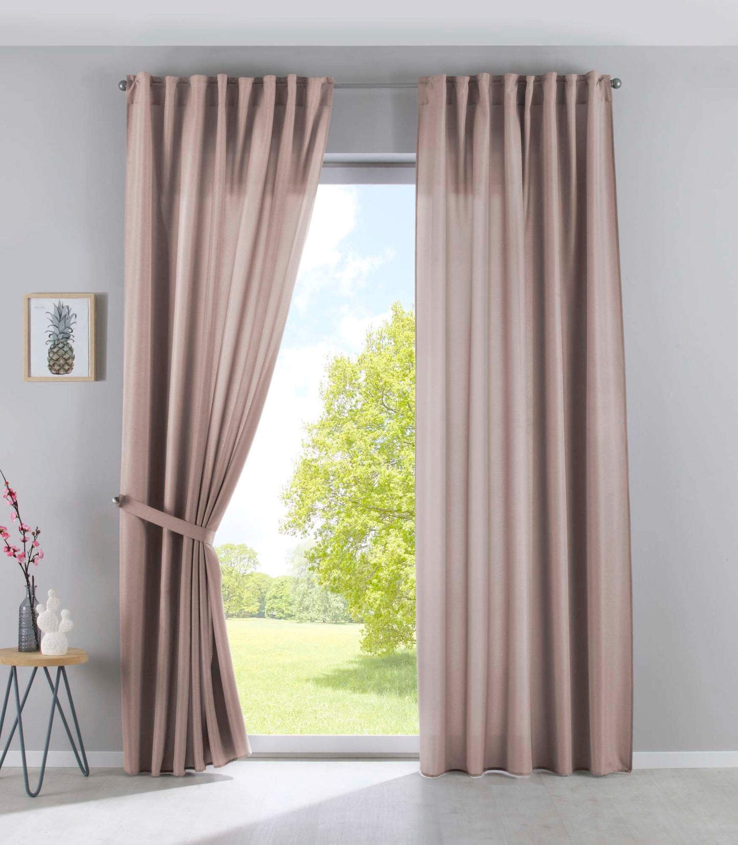 2er Set Vorhänge Verdeckte Schlaufen Cationic »JENA« Blickdicht Leinen Optik Gardinen Meliert Gardinenband mit Raffhalter 2019037-2-gardinenbox.de