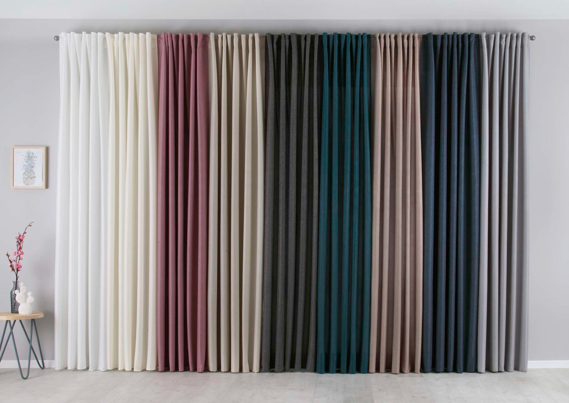 2er Set Vorhänge Verdeckte Schlaufen Cationic »JENA« Blickdicht Leinen Optik Gardinen Meliert Gardinenband mit Raffhalter 2019037-2-gardinenbox.de