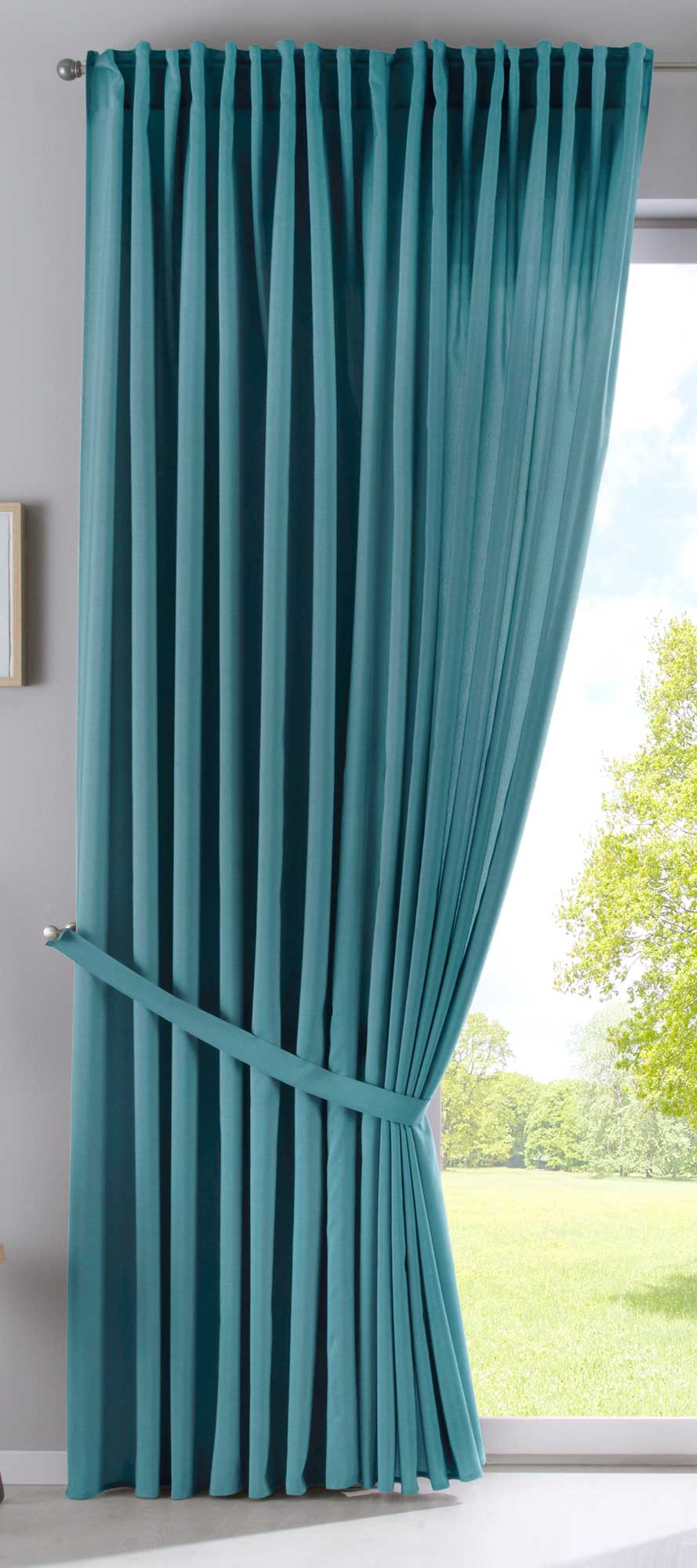 2er Set Vorhänge Verdeckte Schlaufen Cationic »JENA« Blickdicht Leinen Optik Gardinen Meliert Gardinenband mit Raffhalter 2019037-2-gardinenbox.de