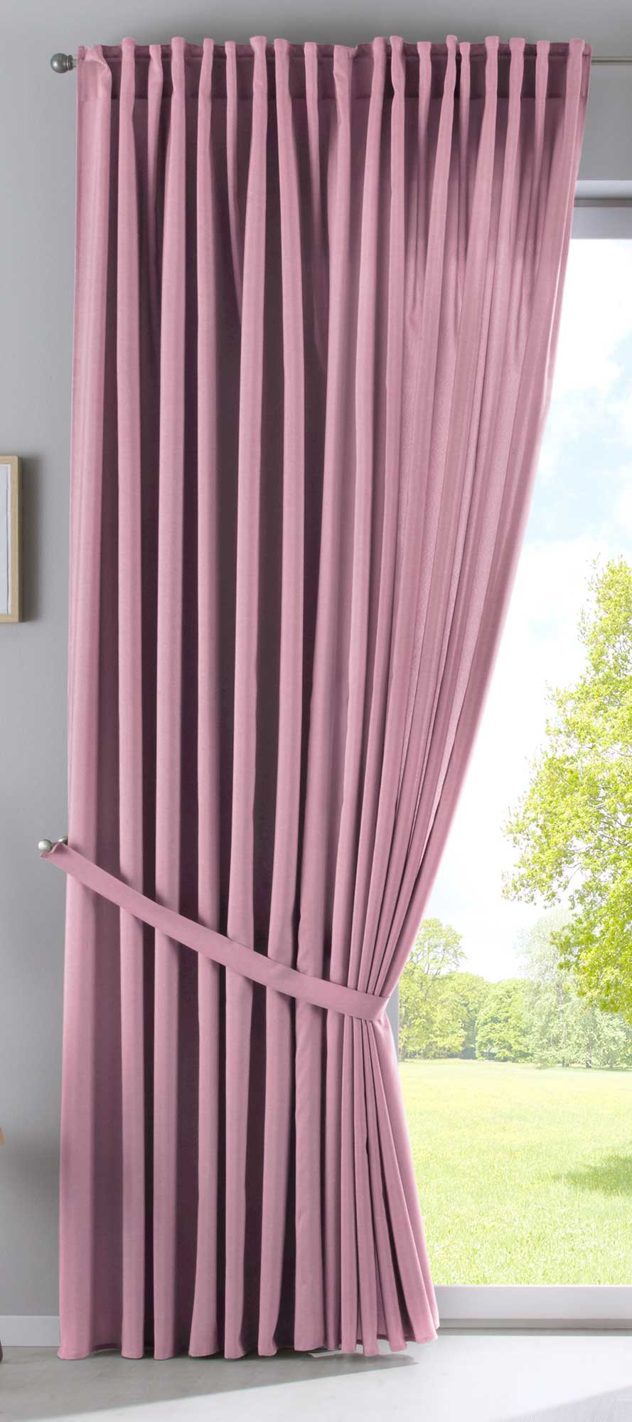 2er Set Vorhänge Verdeckte Schlaufen Cationic »JENA« Blickdicht Leinen Optik Gardinen Meliert Gardinenband mit Raffhalter 2019037-2-gardinenbox.de