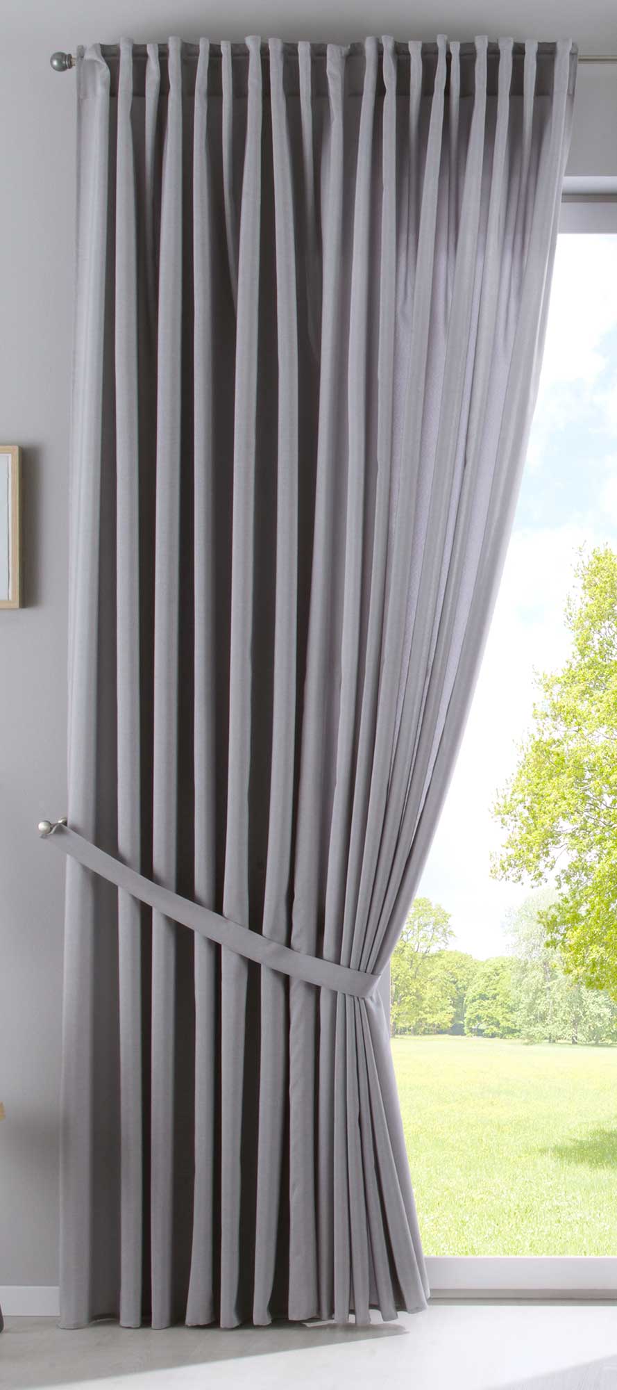 Vorhang Verdeckte Schlaufen Cationic »JENA« Blickdicht Leinen Optik Gardine Meliert Gardinenband mit Raffhalter 2019037-gardinenbox.de