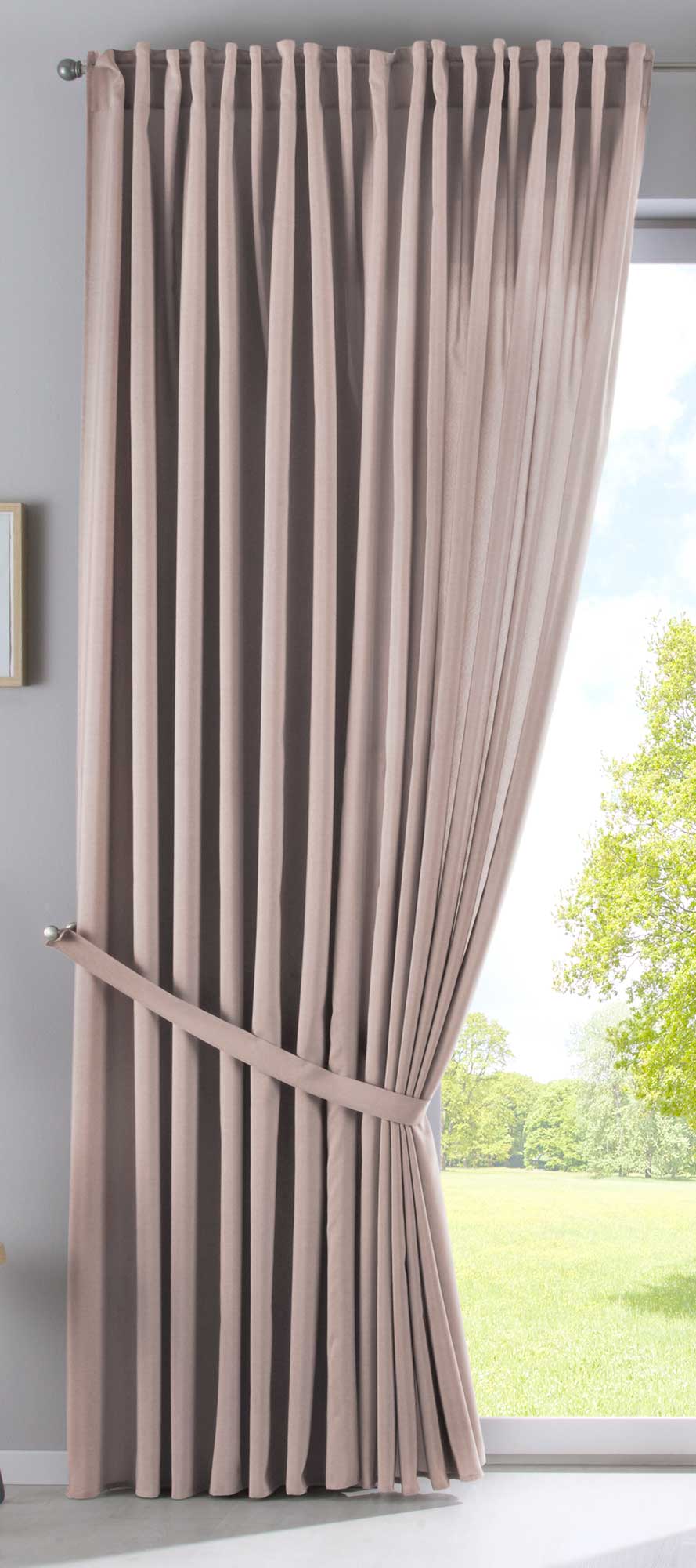 Vorhang Verdeckte Schlaufen Cationic »JENA« Blickdicht Leinen Optik Gardine Meliert Gardinenband mit Raffhalter 2019037-gardinenbox.de