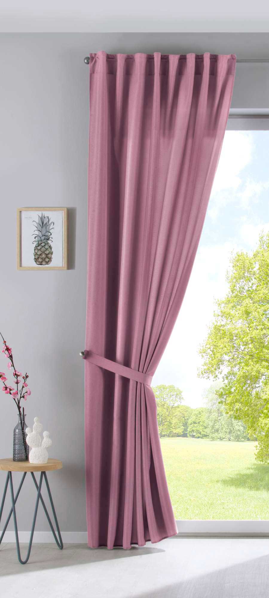 2er Set Vorhänge Verdeckte Schlaufen Cationic »JENA« Blickdicht Leinen Optik Gardinen Meliert Gardinenband mit Raffhalter 2019037-2-gardinenbox.de