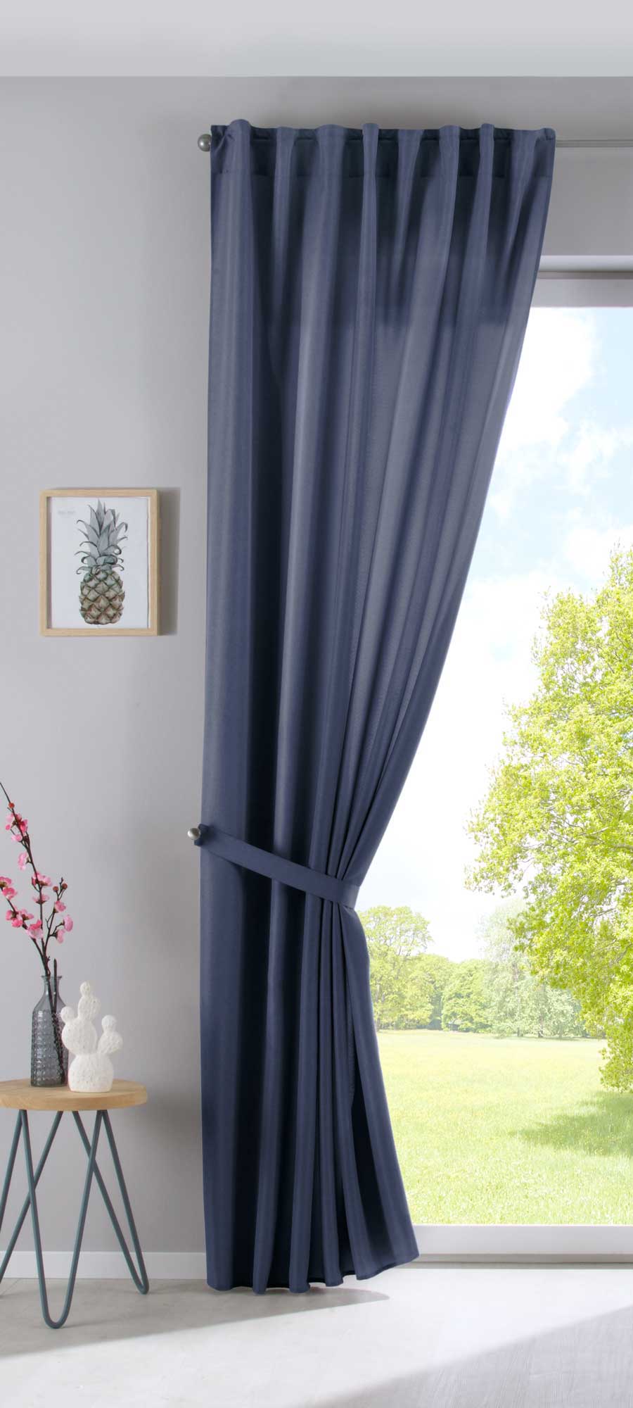 Vorhang Verdeckte Schlaufen Cationic »JENA« Blickdicht Leinen Optik Gardine Meliert Gardinenband mit Raffhalter 2019037-gardinenbox.de