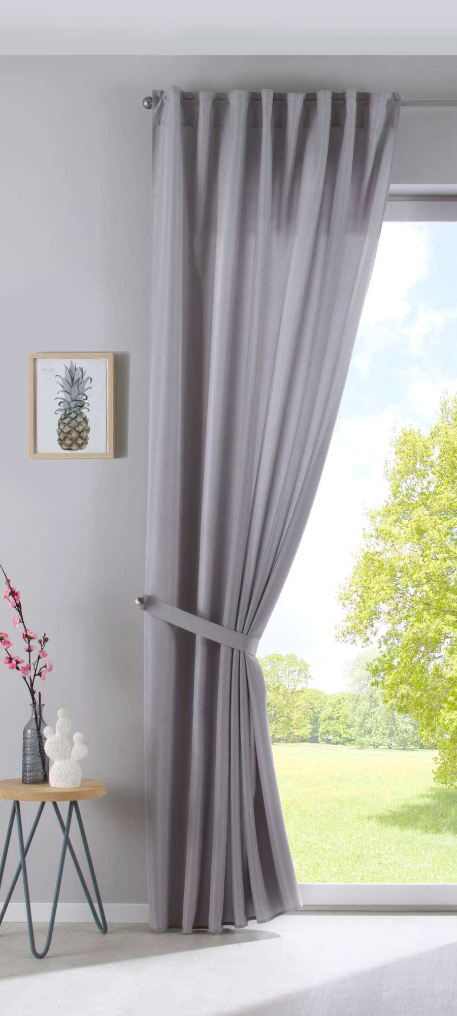 Vorhang Verdeckte Schlaufen Cationic »JENA« Blickdicht Leinen Optik Gardine Meliert Gardinenband mit Raffhalter 2019037-gardinenbox.de