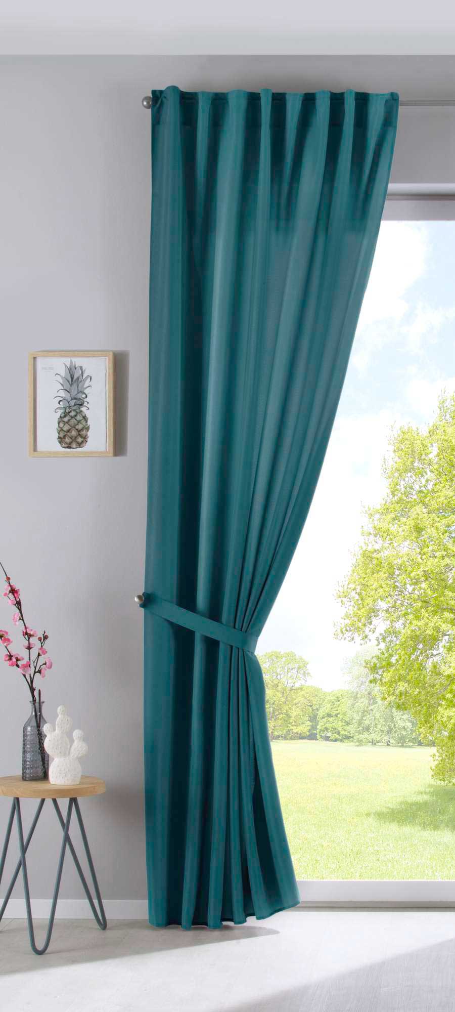 Vorhang Verdeckte Schlaufen Cationic »JENA« Blickdicht Leinen Optik Gardine Meliert Gardinenband mit Raffhalter 2019037-gardinenbox.de