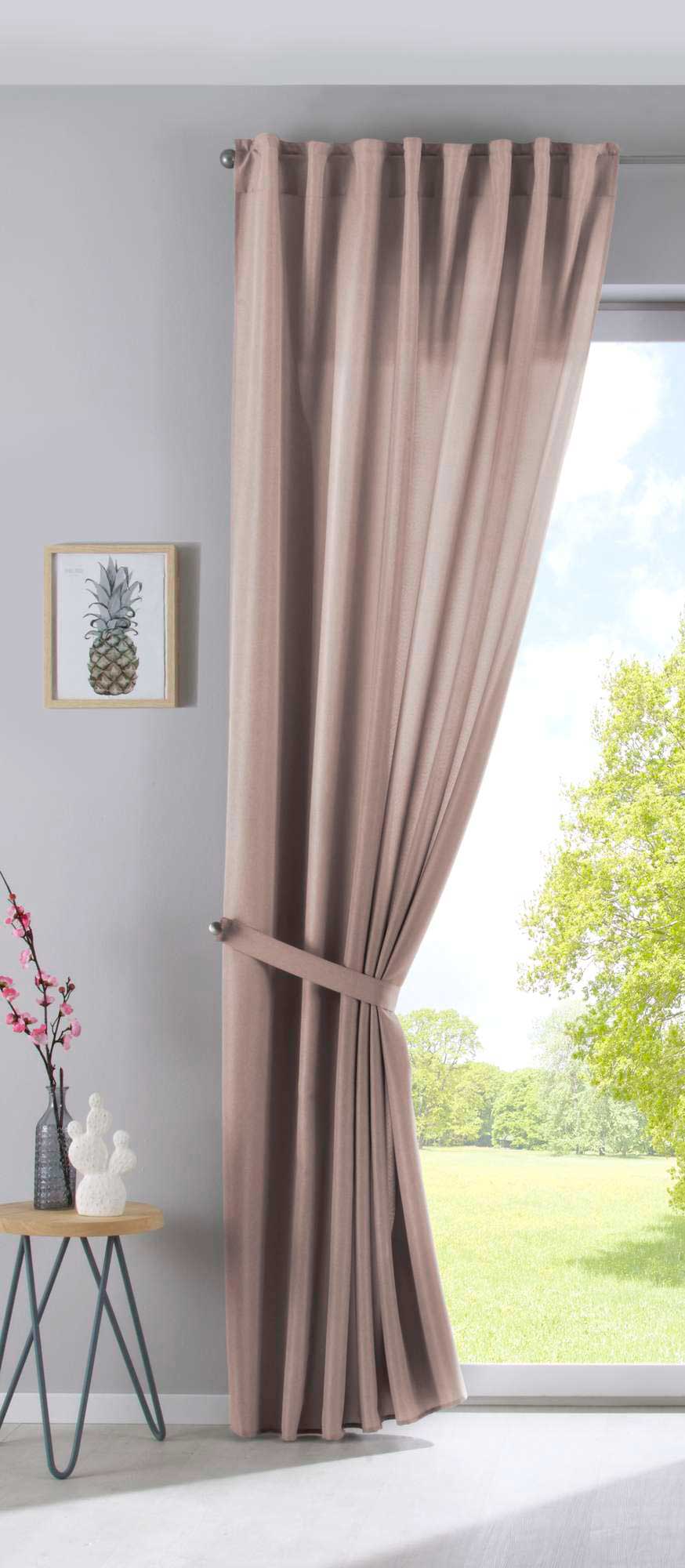 Vorhang Verdeckte Schlaufen Cationic »JENA« Blickdicht Leinen Optik Gardine Meliert Gardinenband mit Raffhalter 2019037-gardinenbox.de