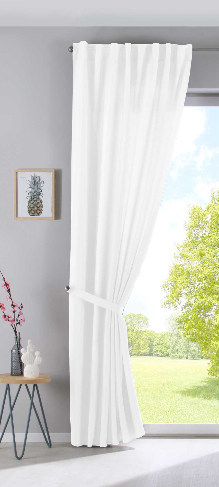 2er Set Vorhänge Verdeckte Schlaufen Cationic »JENA« Blickdicht Leinen Optik Gardinen Meliert Gardinenband mit Raffhalter 2019037-2-gardinenbox.de