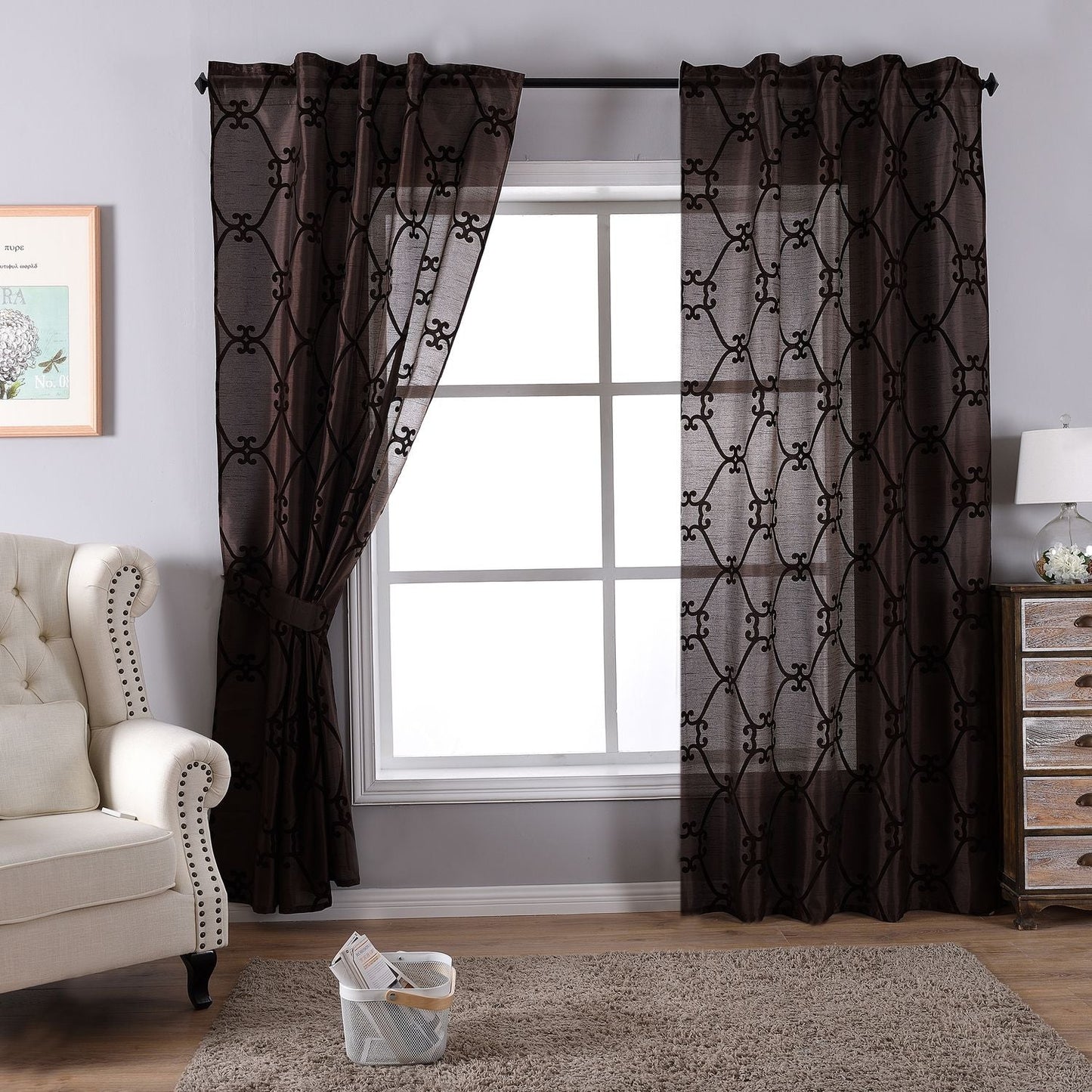 Vorhang Wildseide Optik blickdicht Flockfasern Deko gemustert, blickdicht mit verdecktem Schlaufenband 20200-20210-gardinenbox.de