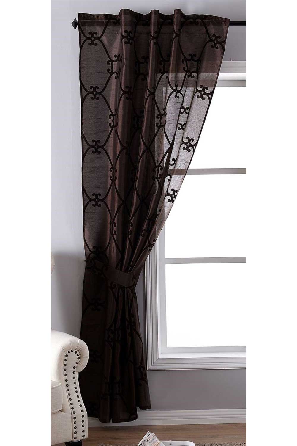 Vorhang Wildseide Optik blickdicht Flockfasern Deko gemustert, blickdicht mit verdecktem Schlaufenband 20200-20210-gardinenbox.de