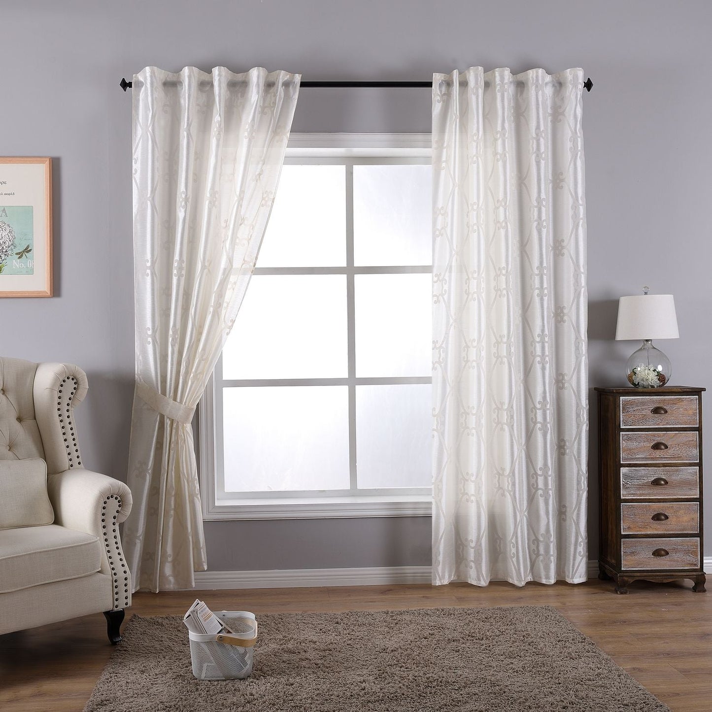 Vorhang Wildseide Optik blickdicht Flockfasern Deko gemustert, blickdicht mit verdecktem Schlaufenband 20200-20210-gardinenbox.de