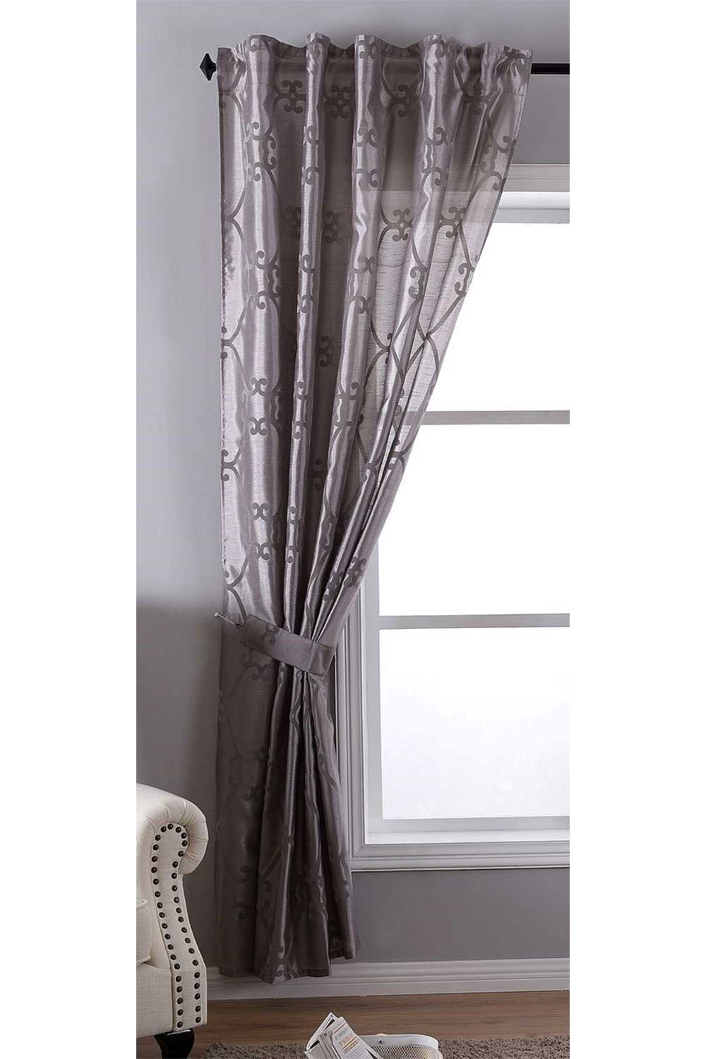 Vorhang Wildseide Optik blickdicht Flockfasern Deko gemustert, blickdicht mit verdecktem Schlaufenband 20200-20210-gardinenbox.de