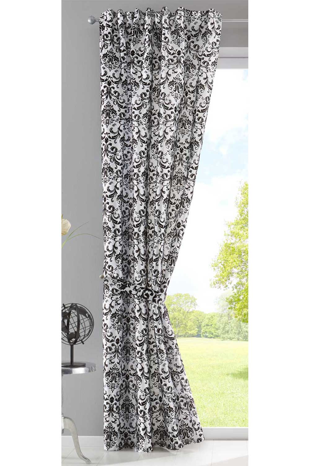 Vorhang Wildseide Optik blickdicht Flockfasern Deko gemustert, blickdicht mit verdecktem Schlaufenband 20200-20210-gardinenbox.de