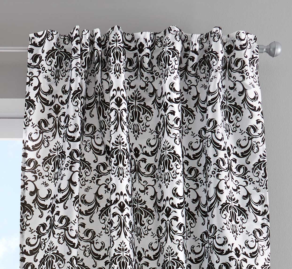 Vorhang Wildseide Optik blickdicht Flockfasern Deko gemustert, blickdicht mit verdecktem Schlaufenband 20200-20210-gardinenbox.de