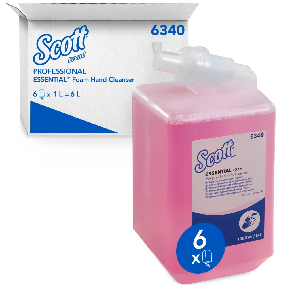 Scott® Essential™ Schaumseife für die tägliche Verwendung - Kassette / Rosa /1 Ltr - 6 Cassettes | Karton (6 Kartuschen)-Altruan