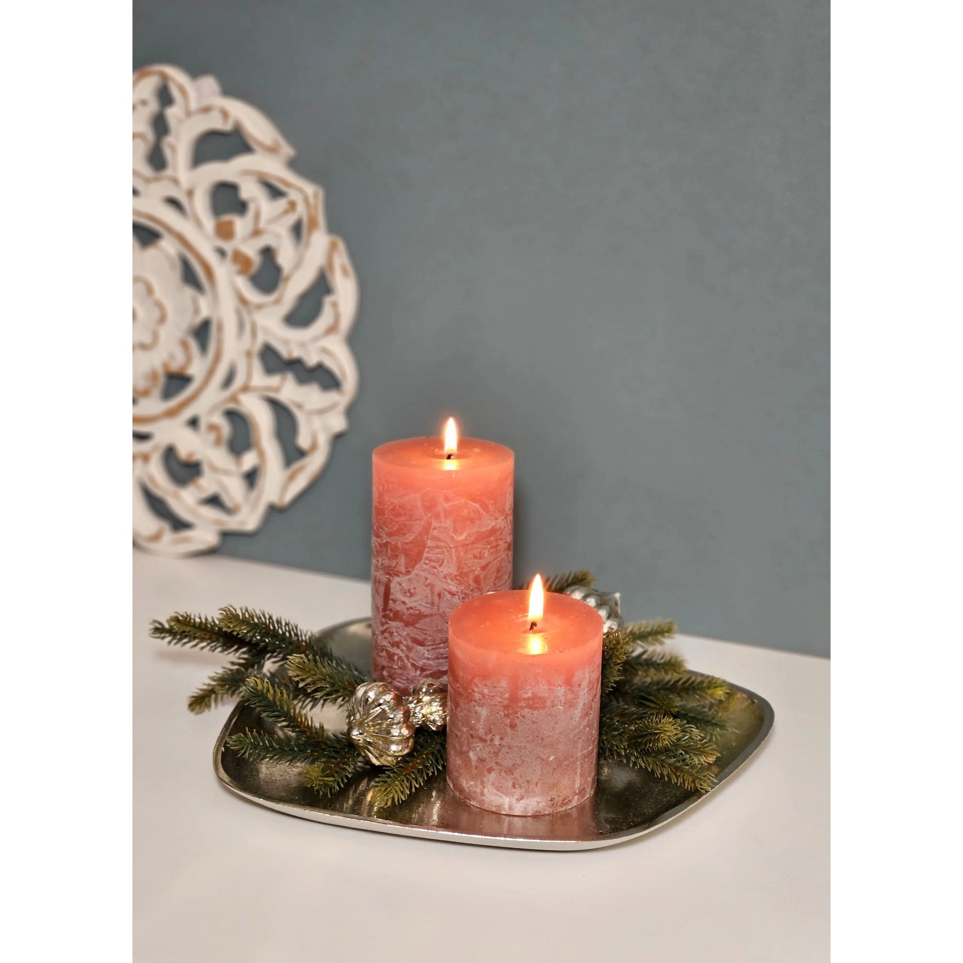 Dekoschale aus massivem Metall in Silber 25 x 22 cm