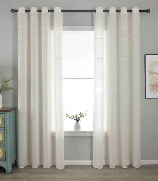 2er Set Halbtransparente Gardinen mit Ösen »Leipzig« Kettenmuster lichtdurchlässig elegante Struktur 202450-2-gardinenbox.de