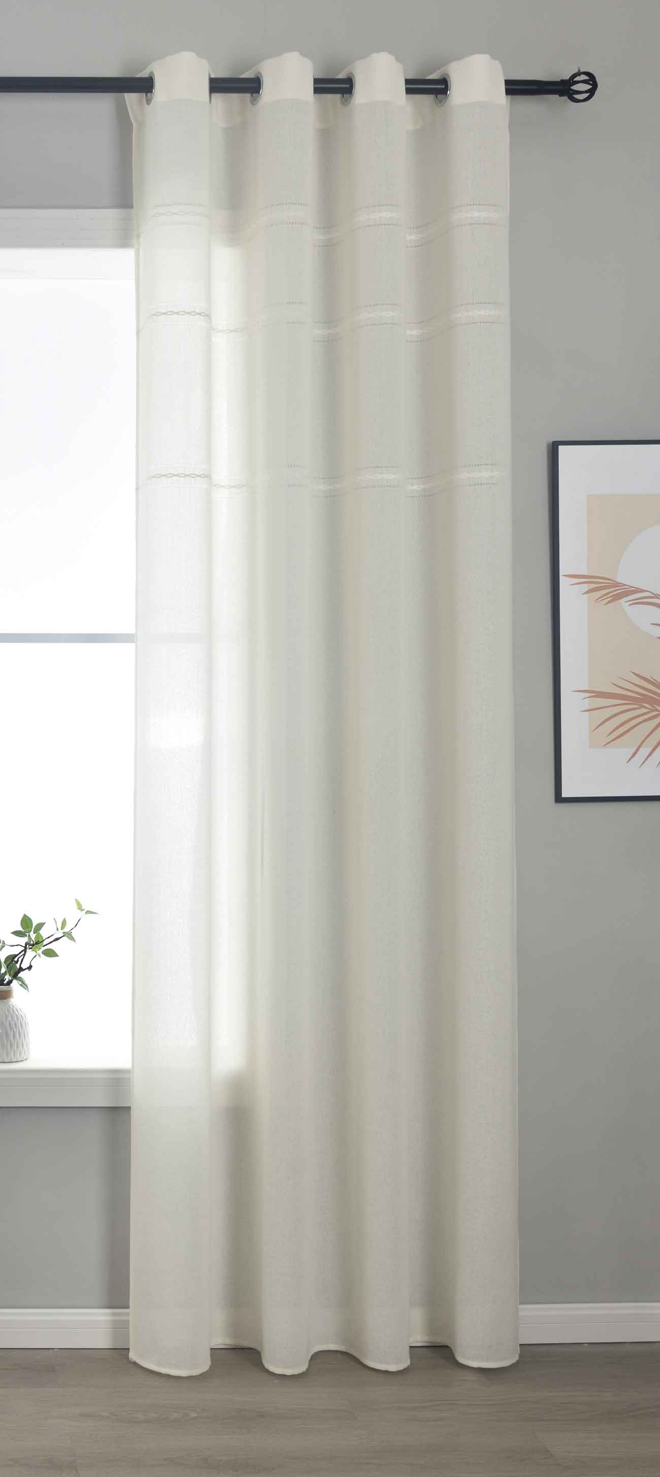 Halbtransparente Gardine mit Ösen »Leipzig« Kettenmuster lichtdurchlässig elegante Struktur 202450-gardinenbox.de