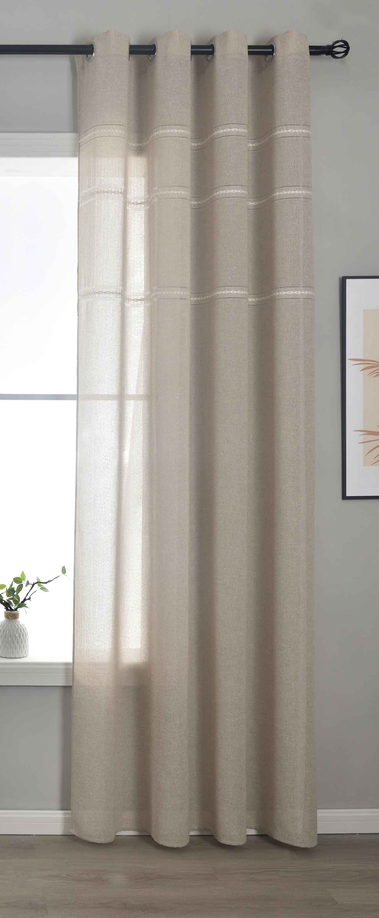 Halbtransparente Gardine mit Ösen »Leipzig« Kettenmuster lichtdurchlässig elegante Struktur 202450-gardinenbox.de