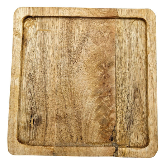 Naturbelassenes Mangoholz Tablett 24x24 cm hellbraun