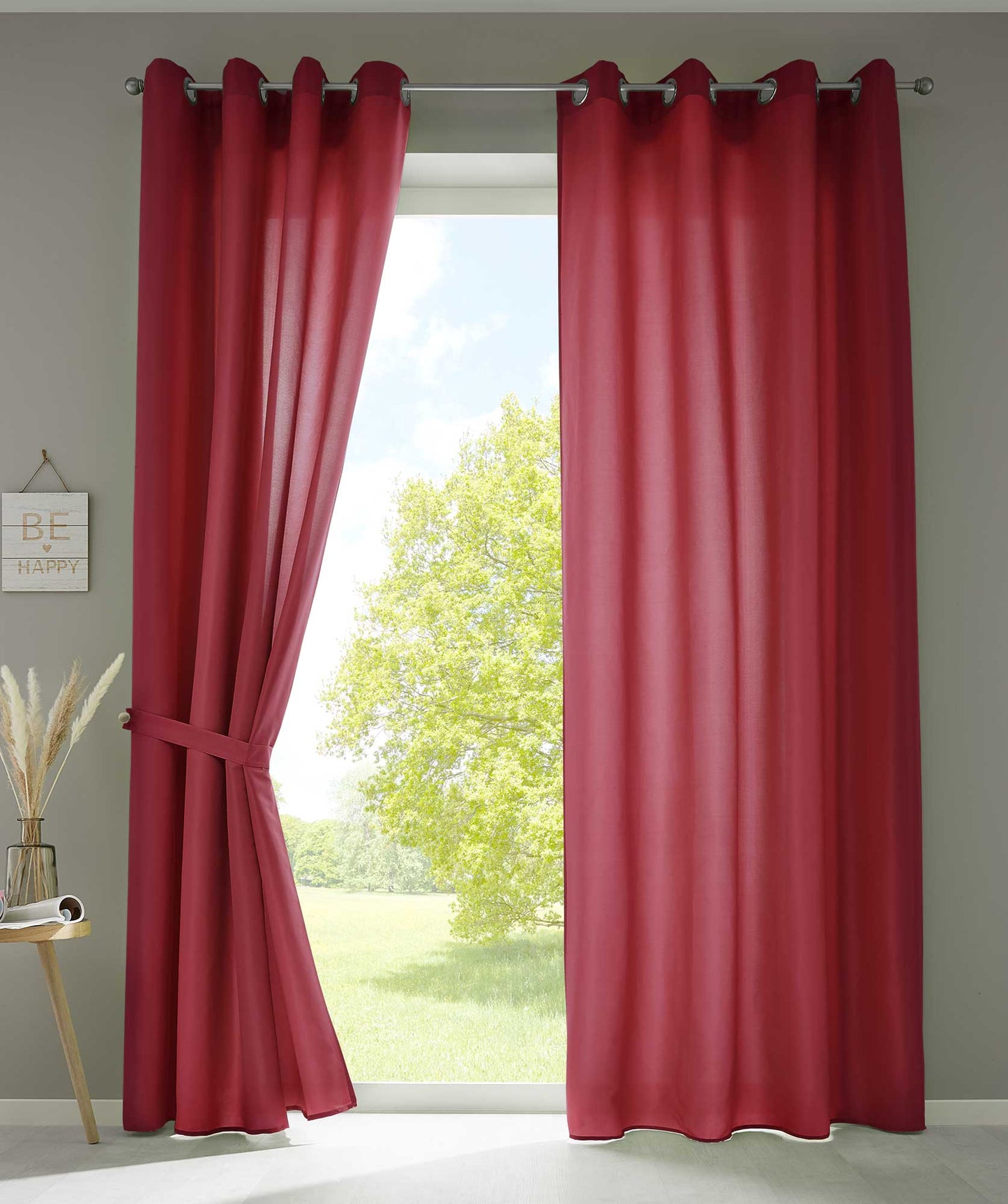 2er Set Vorhänge Schal Ösen »Berlin« Microsatin Lichtdurchlässig Uni Matt 20405N2-gardinenbox.de