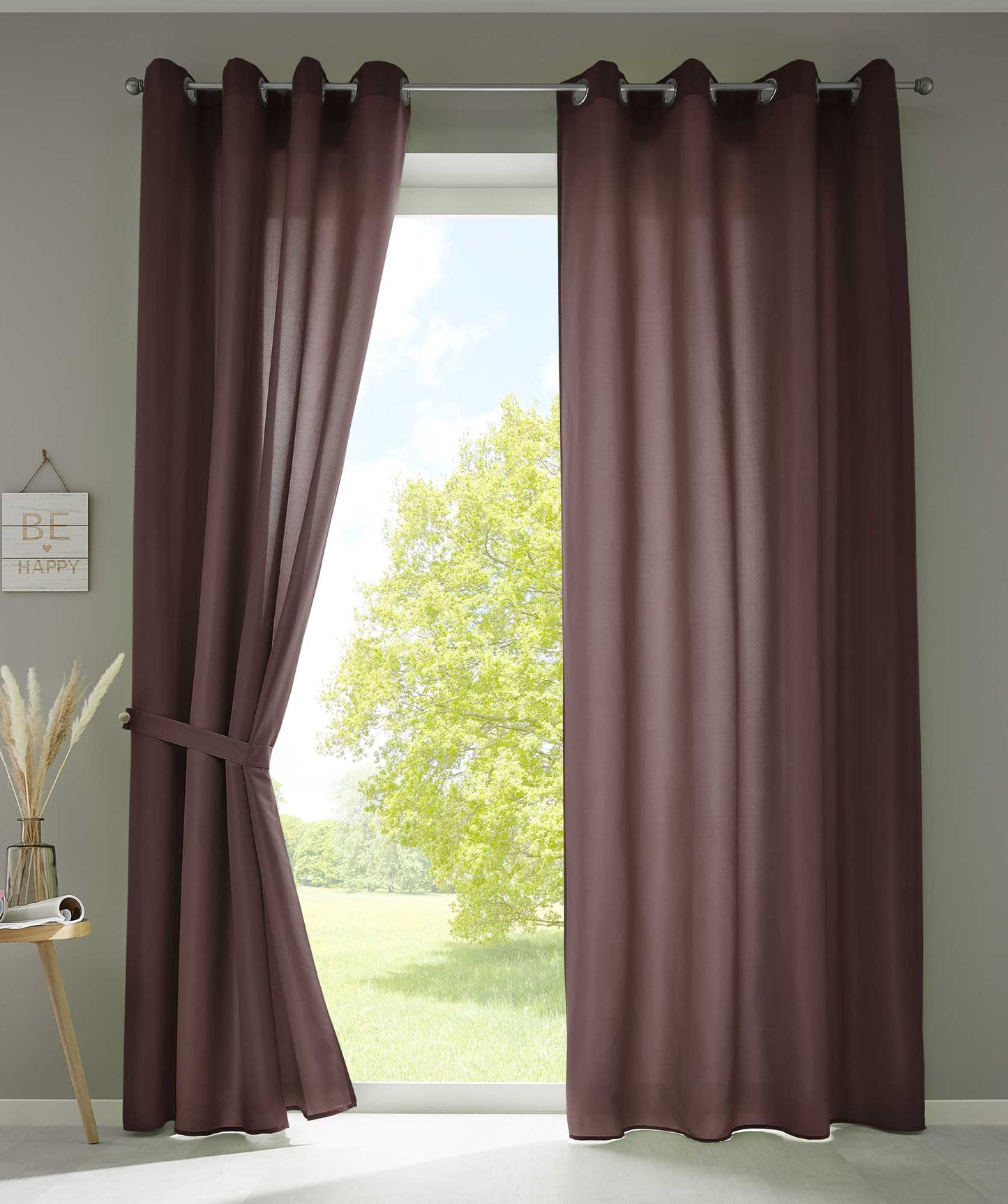 2er Set Vorhänge Schal Ösen »Berlin« Microsatin Lichtdurchlässig Uni Matt 20405N2-gardinenbox.de