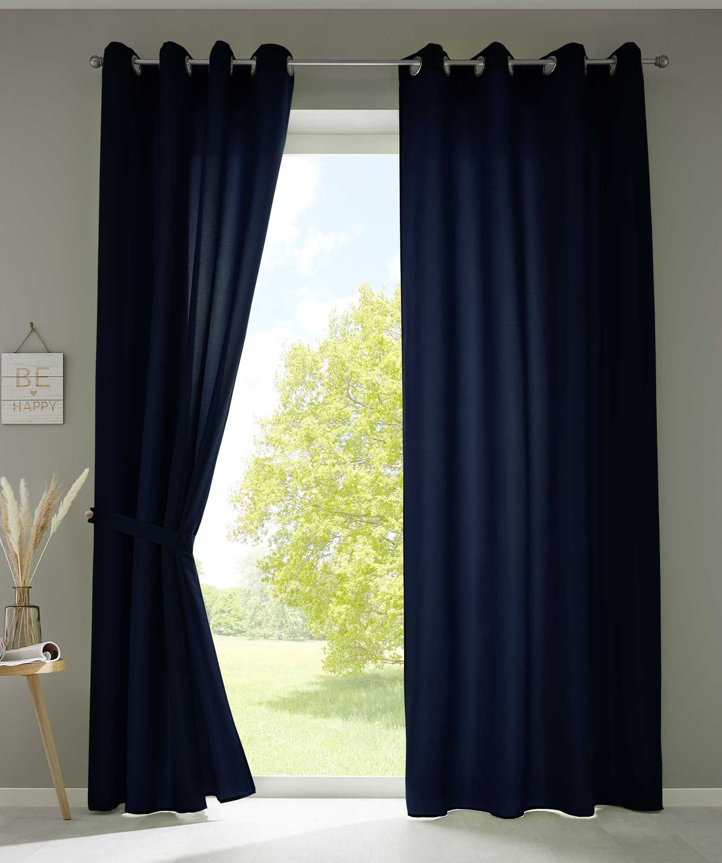 2er Set Vorhänge Schal Ösen »Berlin« Microsatin Lichtdurchlässig Uni Matt 20405N2-gardinenbox.de