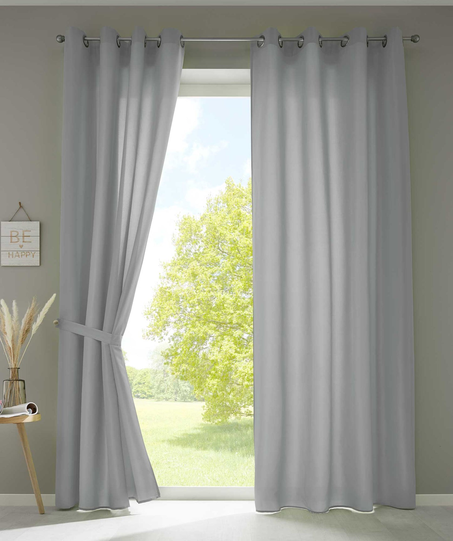 2er Set Vorhänge Schal Ösen »Berlin« Microsatin Lichtdurchlässig Uni Matt 20405N2-gardinenbox.de