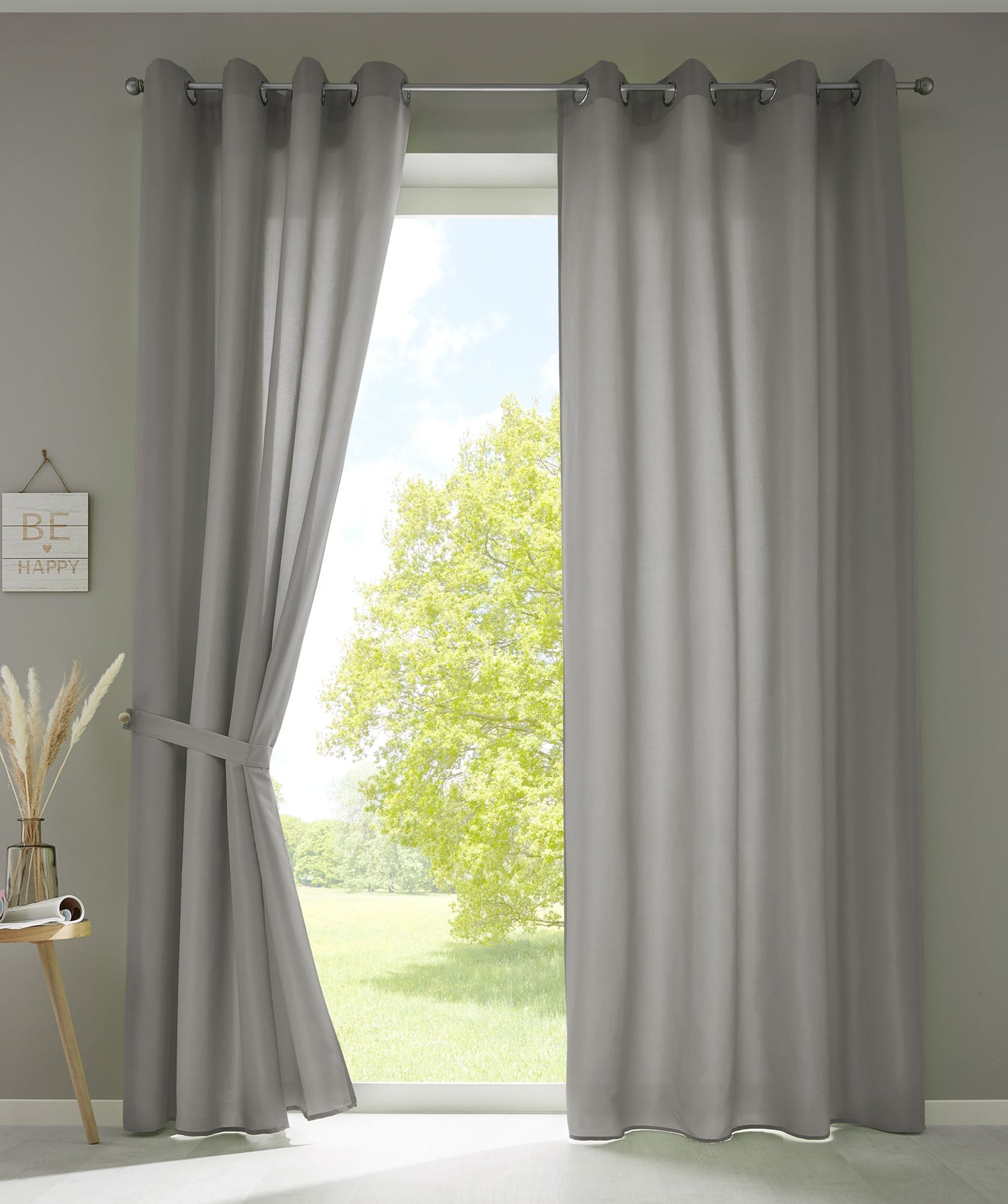 2er Set Vorhänge Schal Ösen »Berlin« Microsatin Lichtdurchlässig Uni Matt 20405N2-gardinenbox.de
