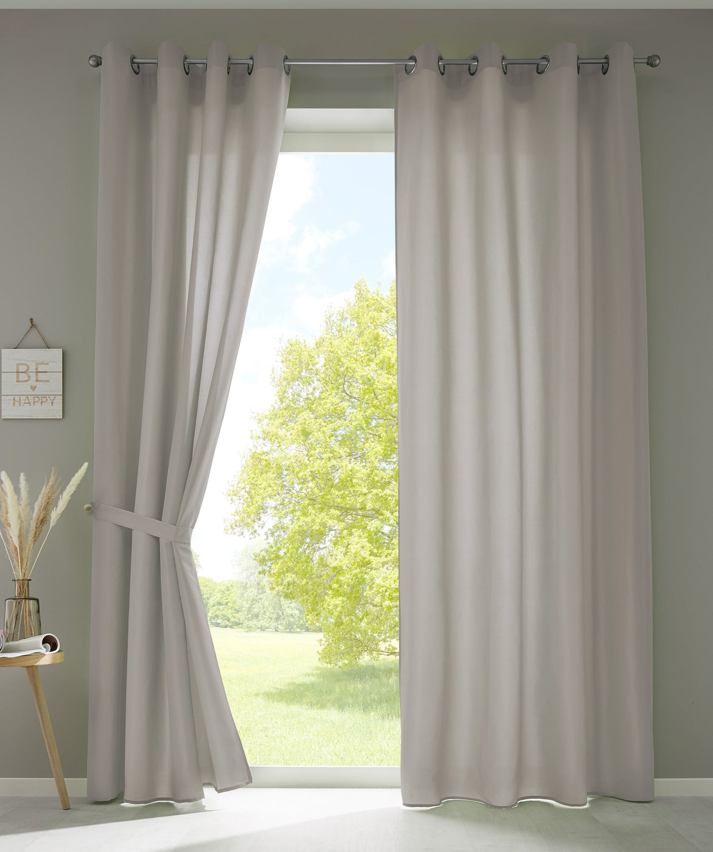 2er Set Vorhänge Schal Ösen »Berlin« Microsatin Lichtdurchlässig Uni Matt 20405N2-gardinenbox.de