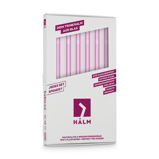 Rosa Glasstrohhalme 6x 20cm Gerade