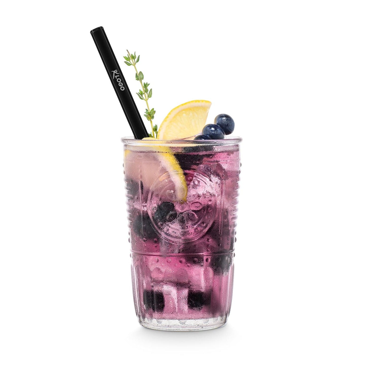 Schwarze Glasstrohhalme 6x 20cm Gerade