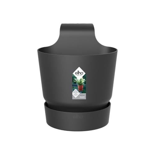 elho Greenville Easy Hanger 19.5 - Blumentopf für Balkon - 100% recyceltem Plastik - Ø 19.5 x H 23.7 cm - Schwarz/Living Schwarz