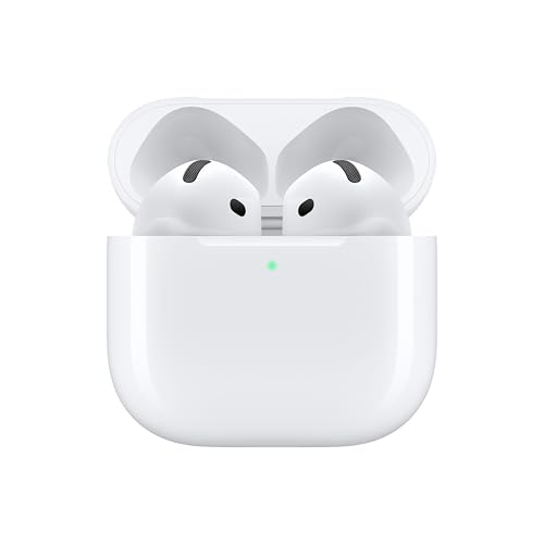 Apple AirPods 4 Kabellose Kopfhörer, Bluetooth Kopfhörer, Personalisiertes 3D Audio, Schutz vor Schweiß und Wasser, USB-C Ladecase, H2 Chip, bis zu 24 Std. Wiedergabe