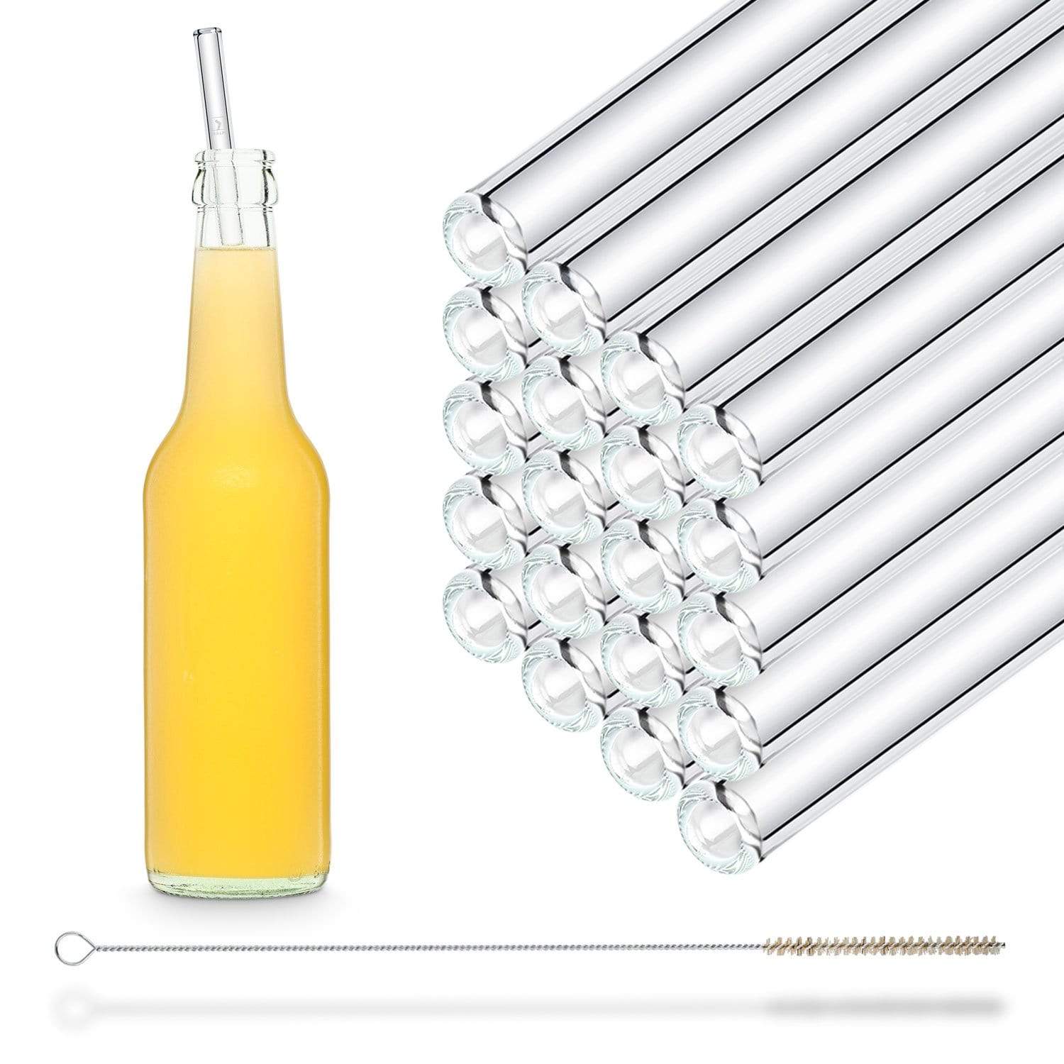 20er Set 27cm Glasstrohhalme für Flaschen 033 bis 05 Liter