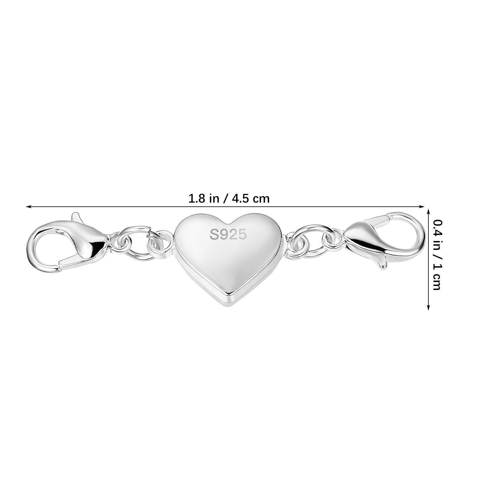 2 magnetische herzförmige Schnallenverbinder für Halsketten aus Silber-Yabubest - Home & More